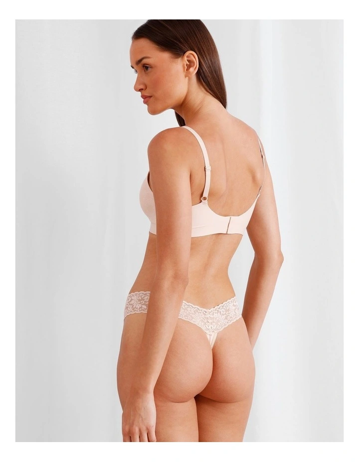 Captivate Cotton Lace G-String in Beige image 1