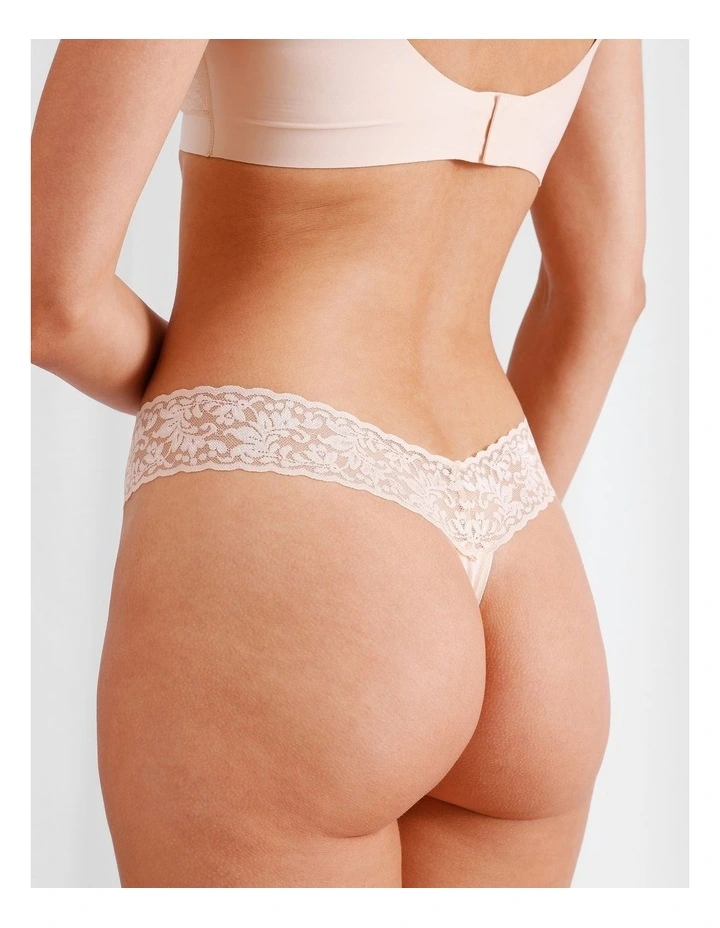 Captivate Cotton Lace G-String in Beige image 2