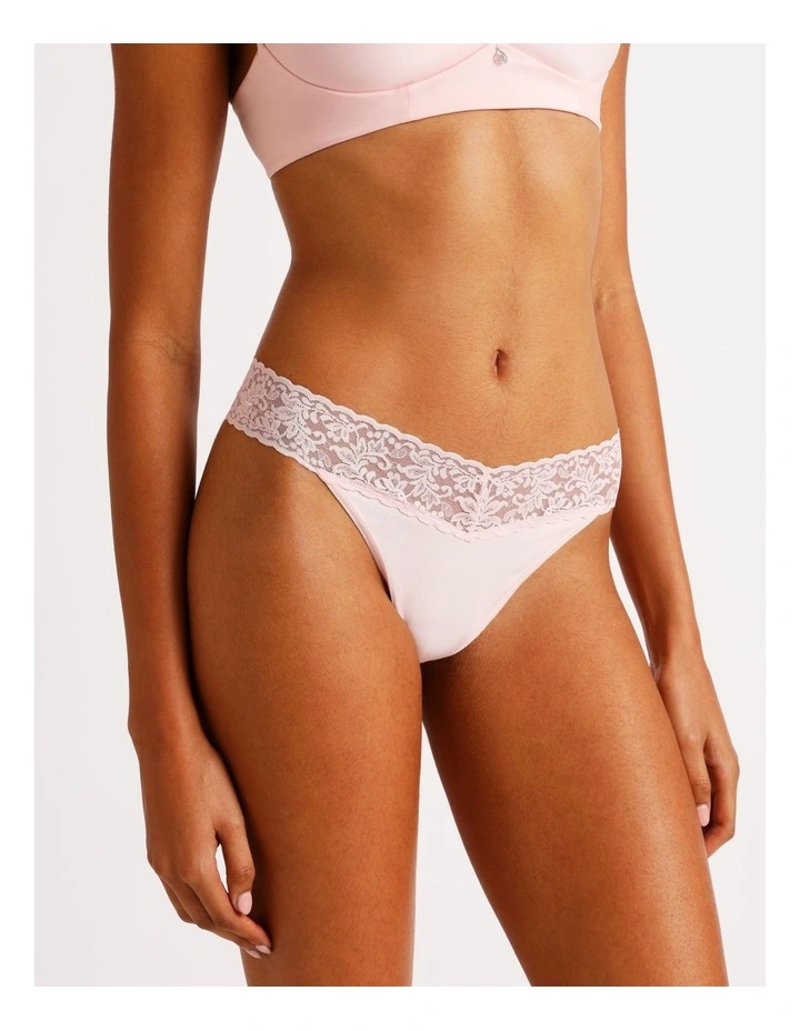 Captivate Cotton Lace G-String in Light Pink image 3