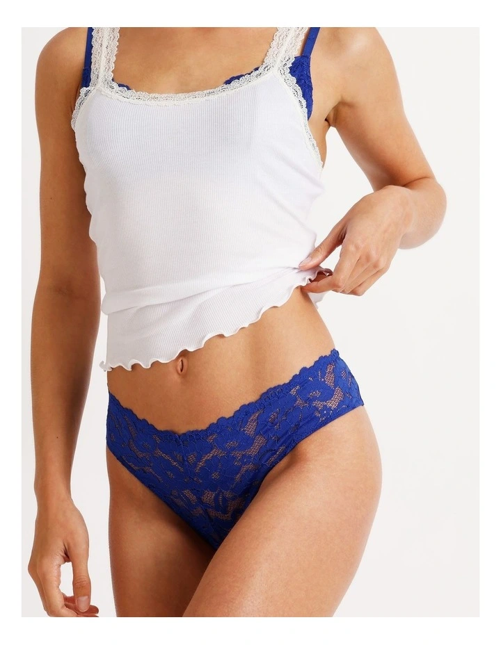 Lola Broderie Lace G-String in Blue image 2
