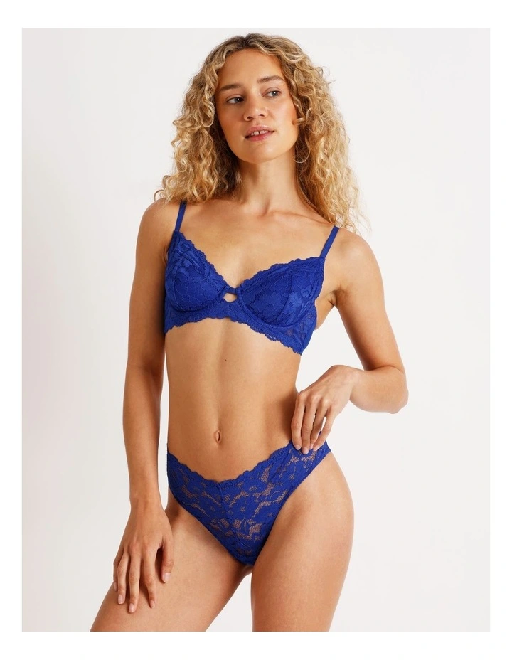 Lola Broderie Lace G-String in Blue image 3