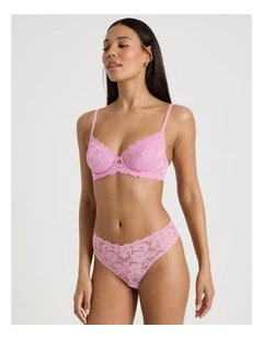 Lola Broderie Lace G-String in Pink