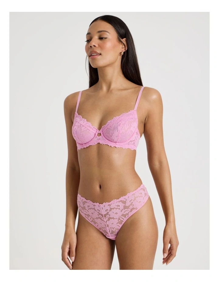 Lola Broderie Lace G-String in Pink image 1