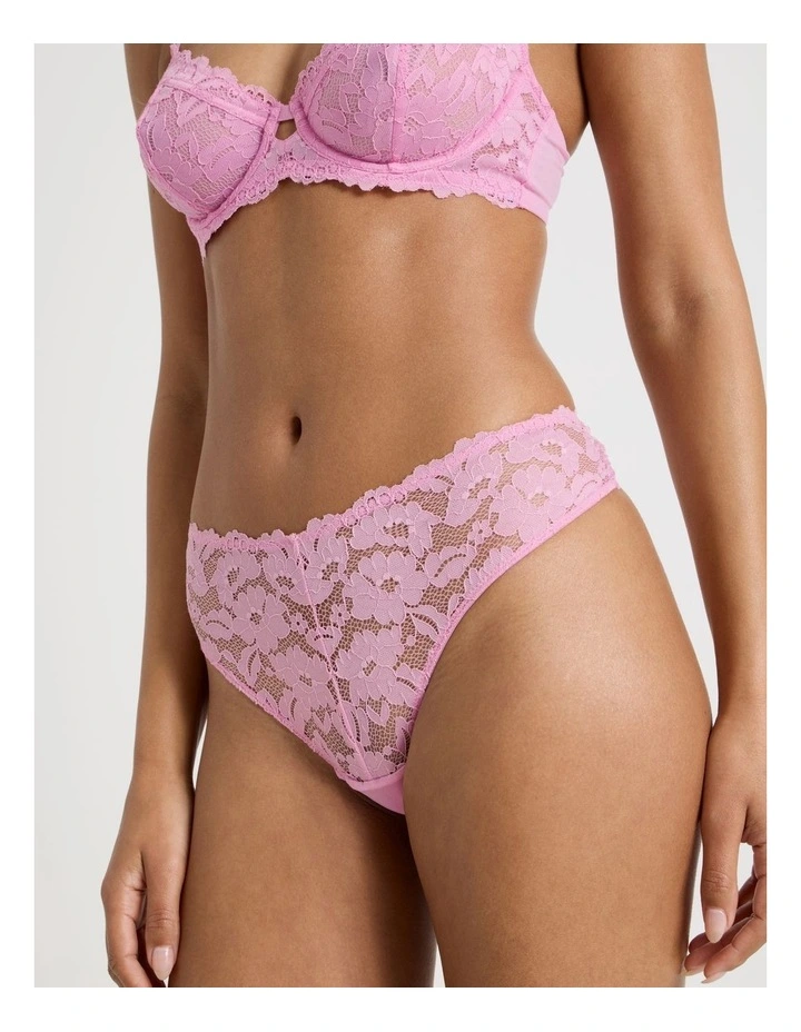 Lola Broderie Lace G-String in Pink image 3