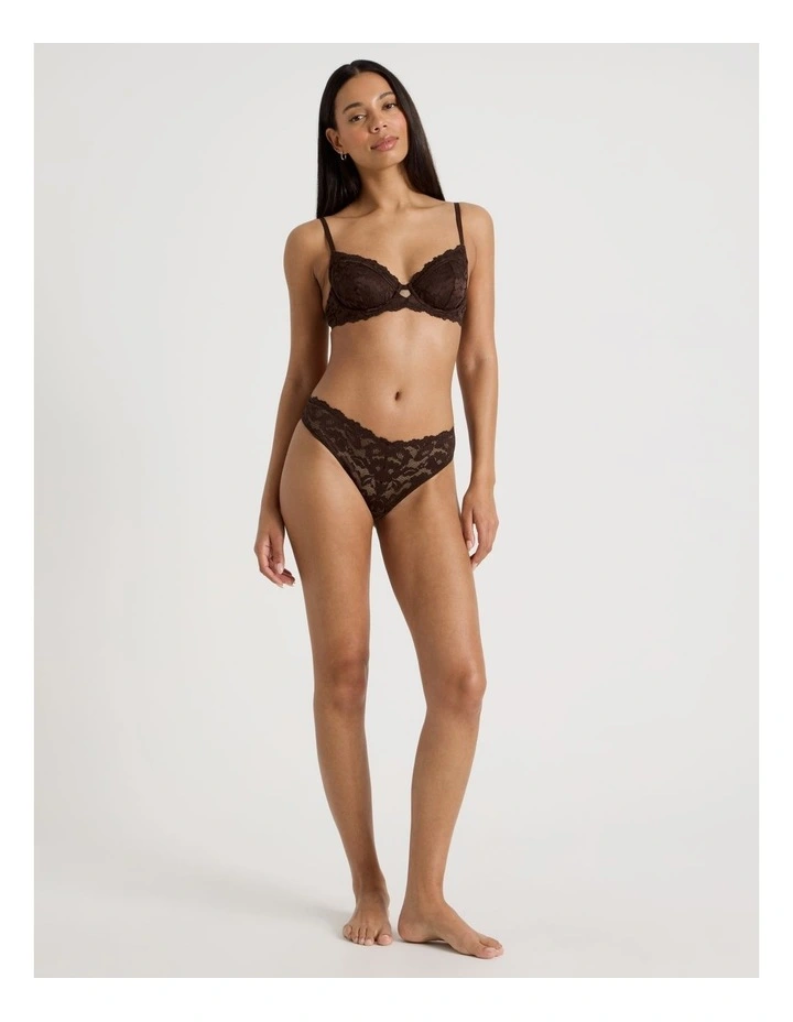 Lola Broderie Lace G-String in Chocolate image 2