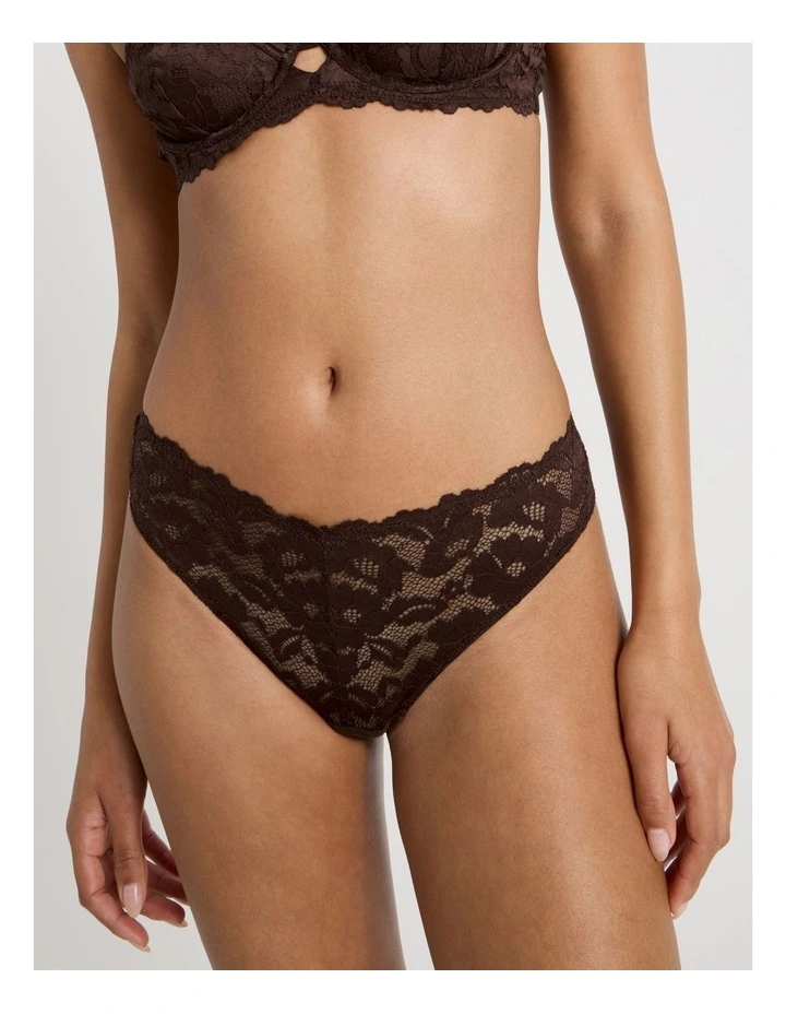 Lola Broderie Lace G-String in Chocolate image 3