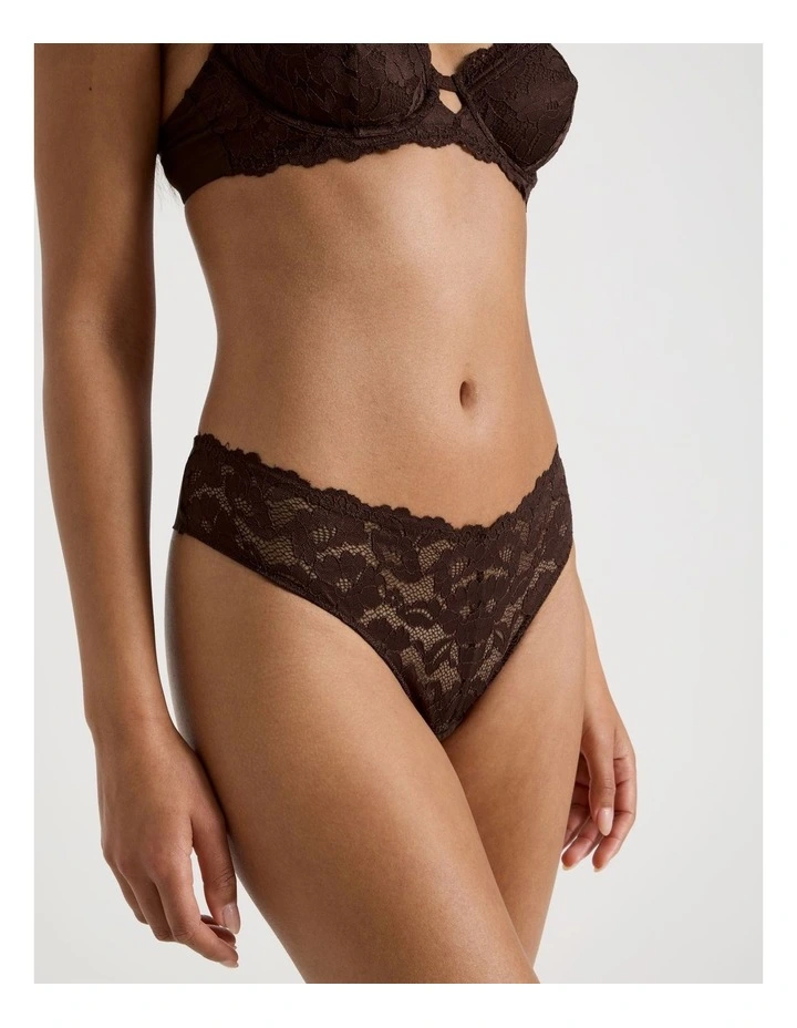 Lola Broderie Lace G-String in Chocolate image 4