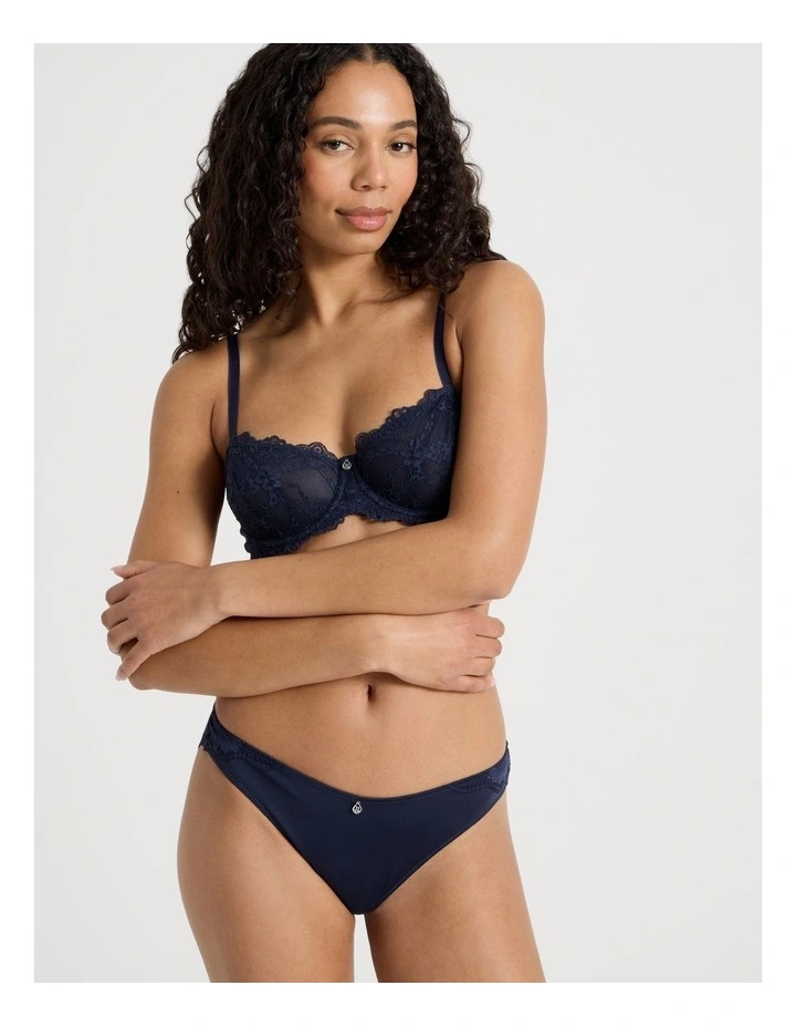 Captivate Luxe Micro & Lace Brazilian in Navy image 3
