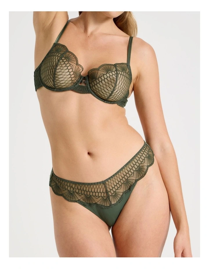 Embroidery G-String in Green image 2