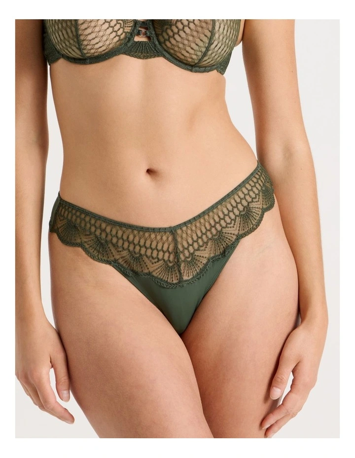 Embroidery G-String in Green image 3