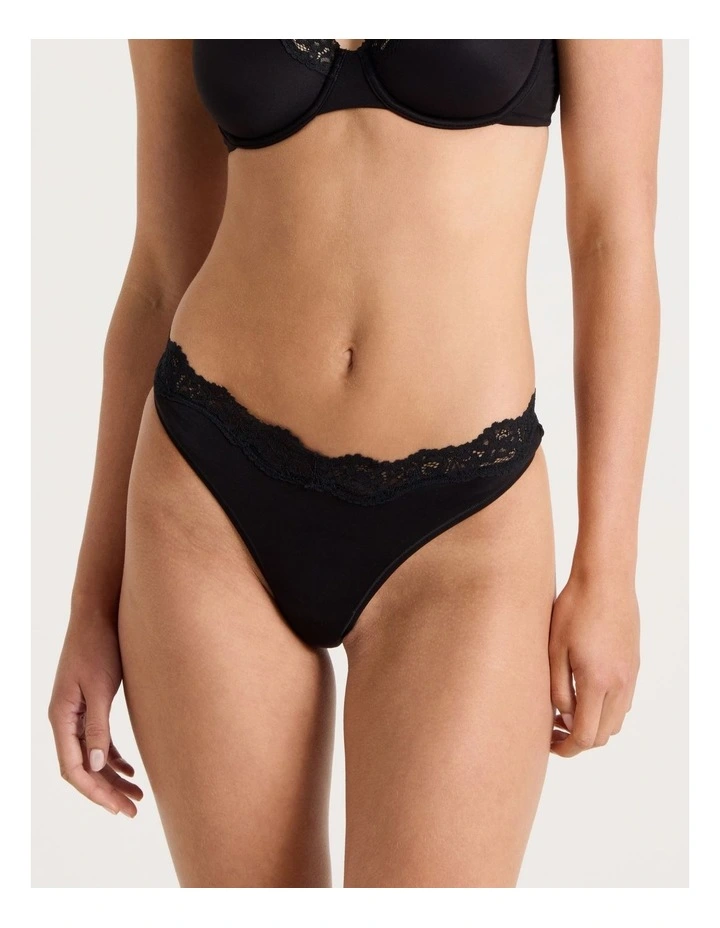 Cheeky Lace G-String in Black image 3