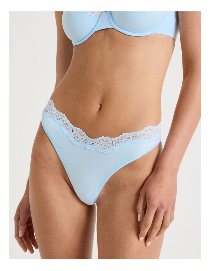 Cheeky Lace G-String in Blue image 1
