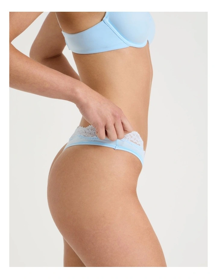 Cheeky Lace G-String in Blue image 4