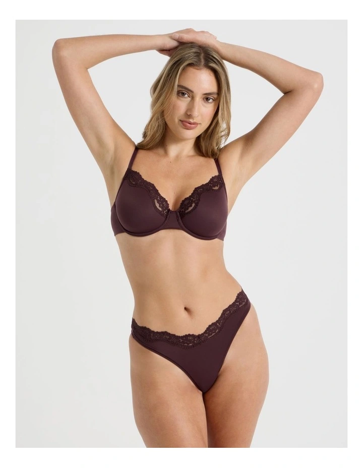 Cheeky Lace V G-String in Dark Mauve image 1