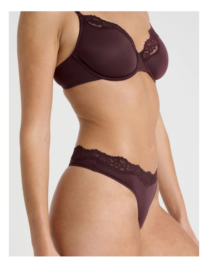 Cheeky Lace V G-String in Dark Mauve image 2
