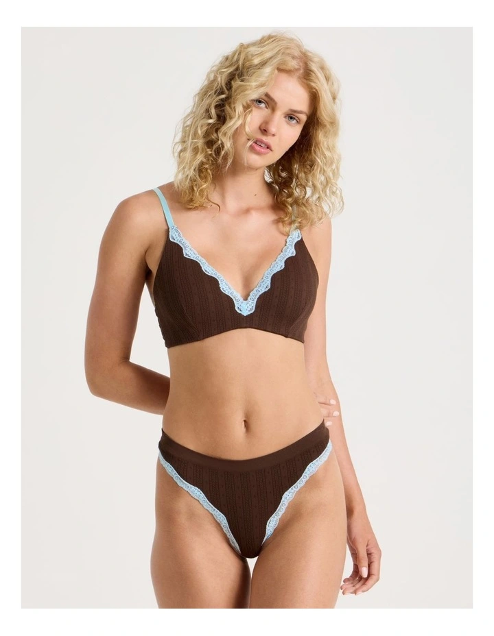 Lola Seamless Pointelle G-String in Brown image 1