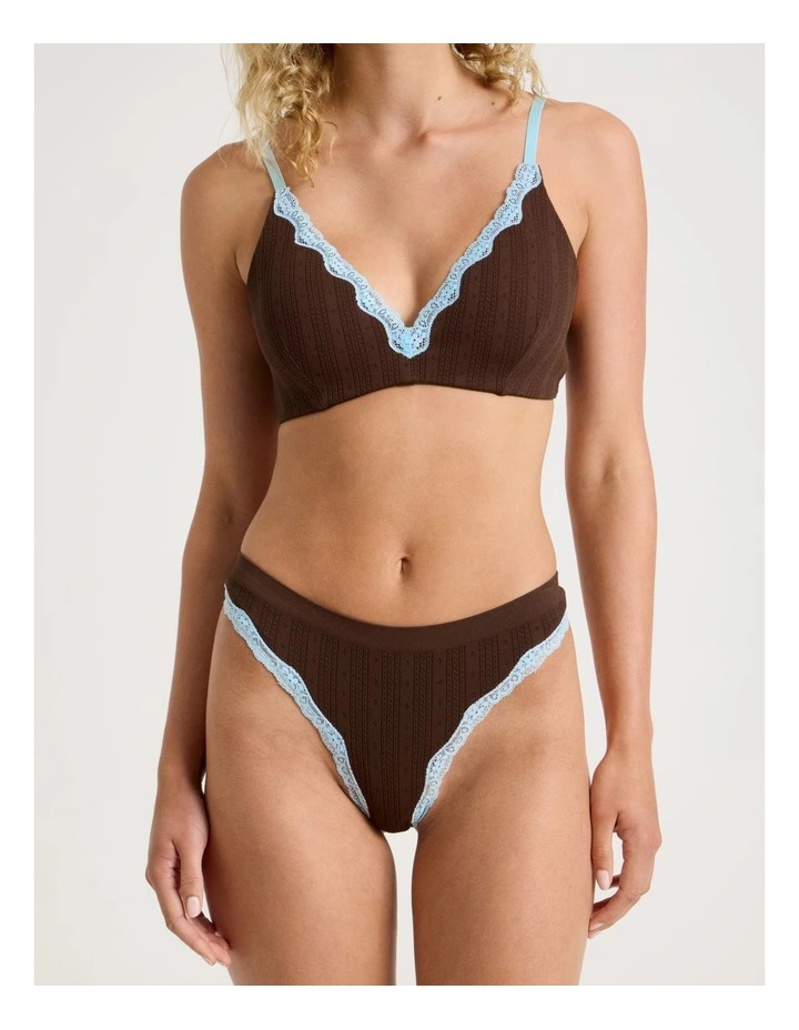 Lola Seamless Pointelle G-String in Brown image 2