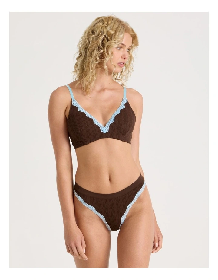 Lola Seamless Pointelle G-String in Brown image 3