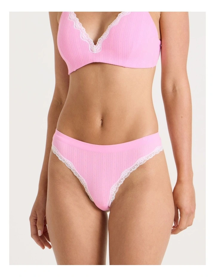 Lola Seamless Pointelle G-String in Pink image 2