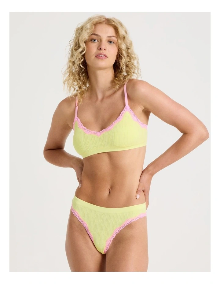 Lola Seamless Pointelle G-String in Yellow image 1