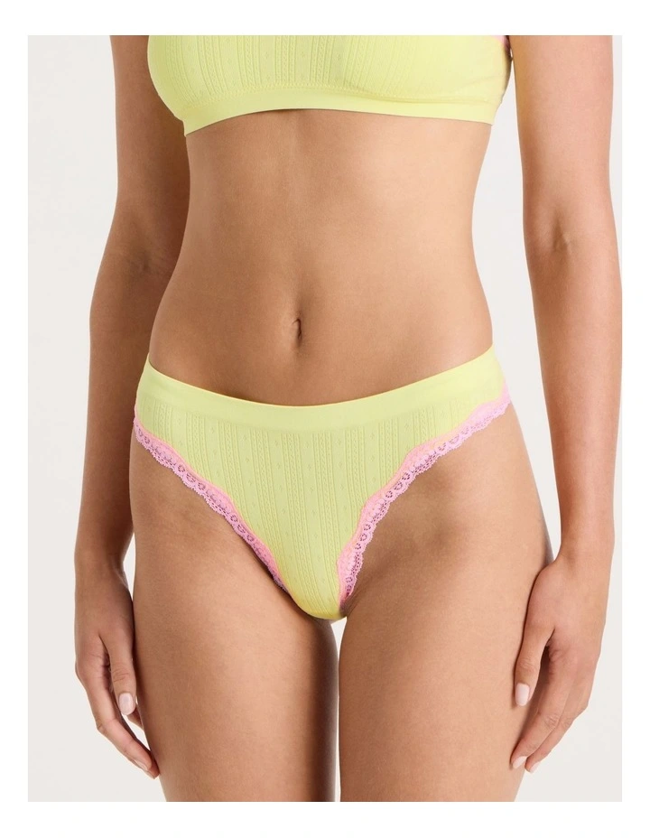 Lola Seamless Pointelle G-String in Yellow image 2