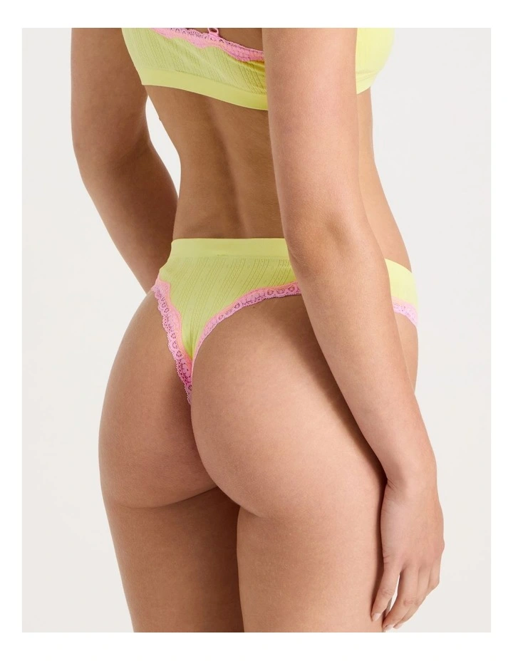 Lola Seamless Pointelle G-String in Yellow image 4