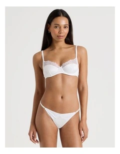 The Vow Satin & Lace G-String in Ivory
