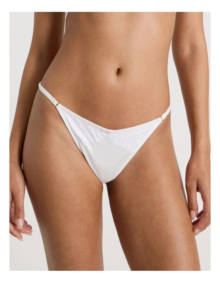 The Vow Satin & Lace G-String in Ivory image 3