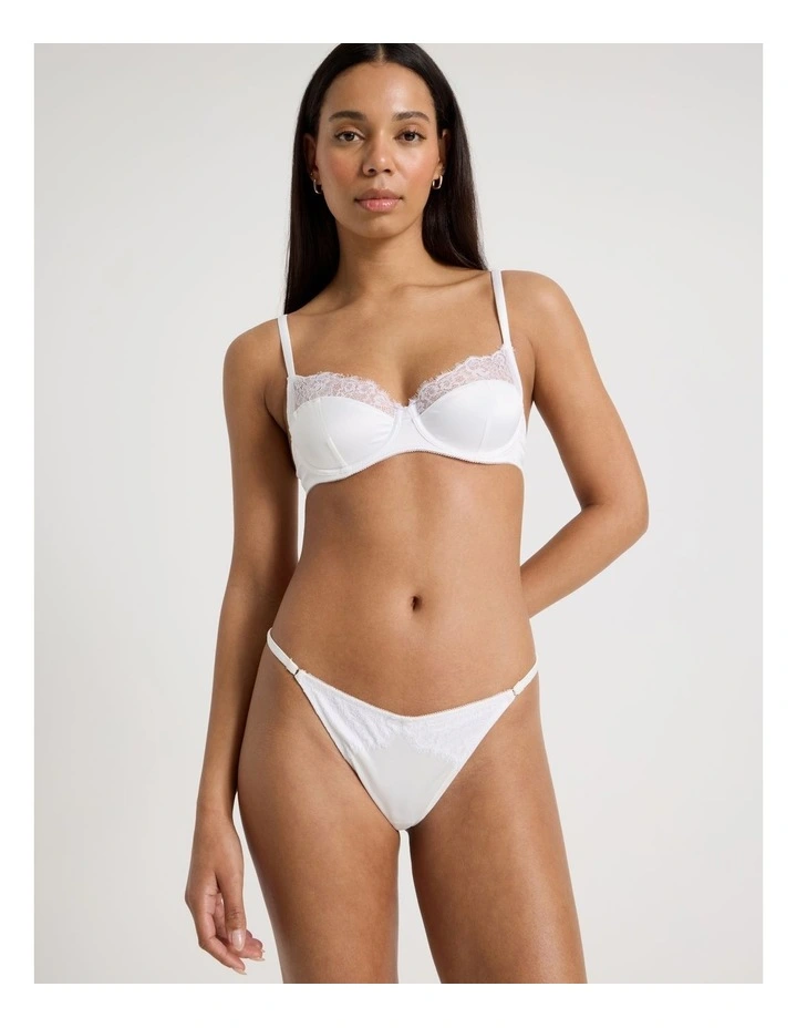 The Vow Satin & Lace G-String in Ivory image 4