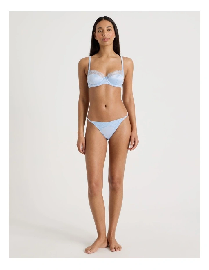 The Vow Satin & Lace G-String in Blue image 2