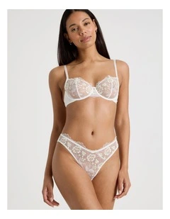 Embroidery Dainty G-String in White