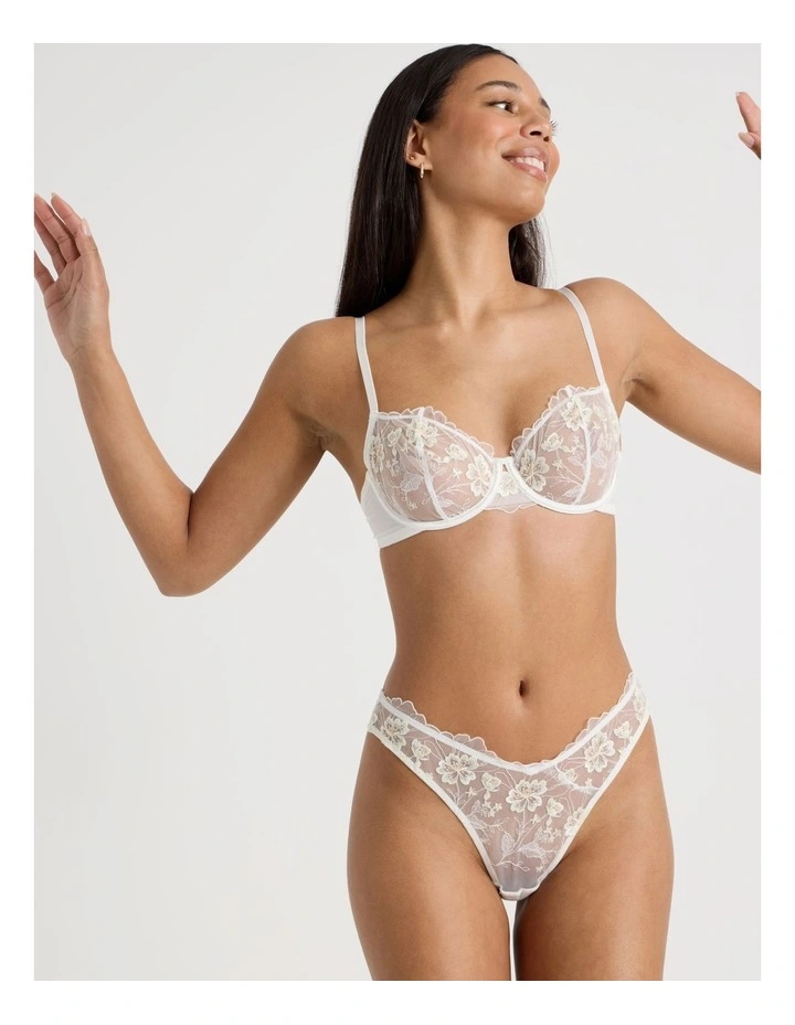 Embroidery Dainty G-String in White image 2
