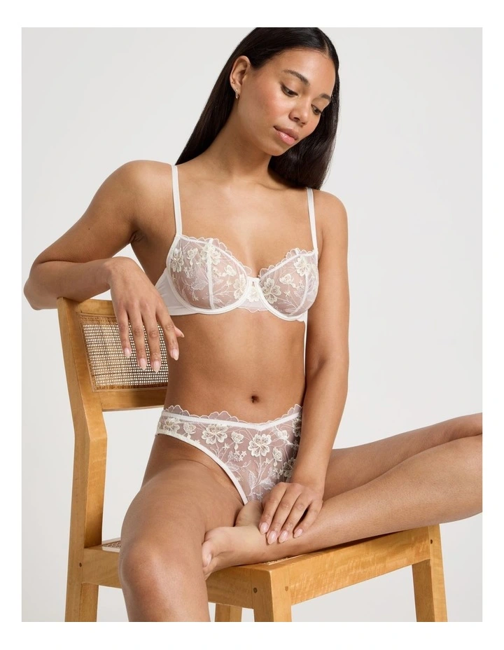 Embroidery Dainty G-String in White image 3