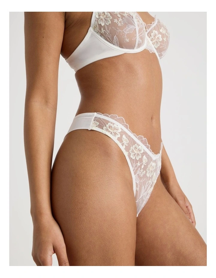 Embroidery Dainty G-String in White image 4