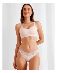 Captivate Cotton & Lace Bikini in Beige
