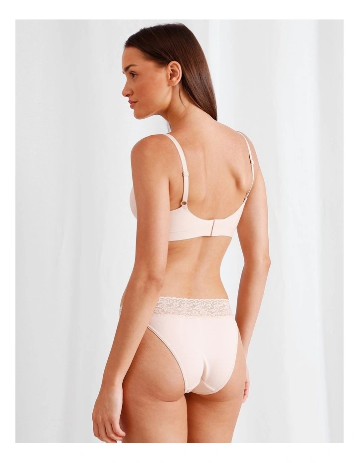 Captivate Cotton & Lace Bikini in Beige image 3