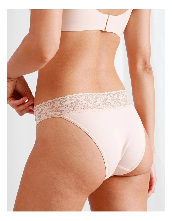 Captivate Cotton & Lace Bikini in Beige image 4