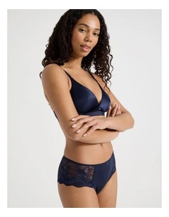 Captivate Luxe Micro & Lace Hipster in Navy