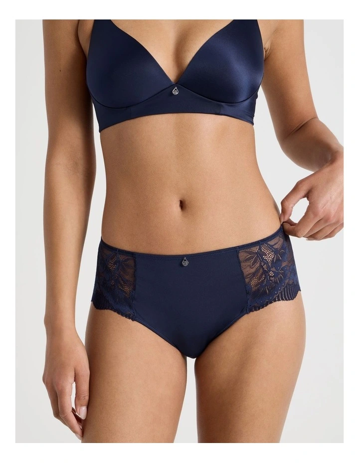 Captivate Luxe Micro & Lace Hipster in Navy image 2