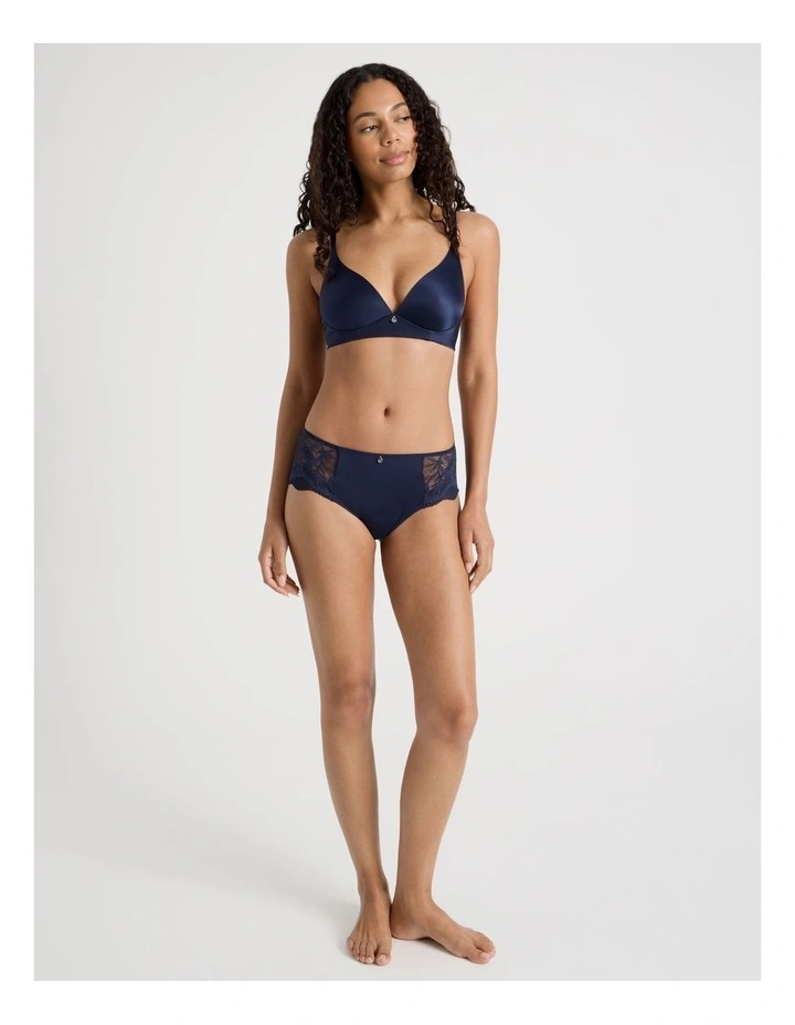 Captivate Luxe Micro & Lace Hipster in Navy image 3