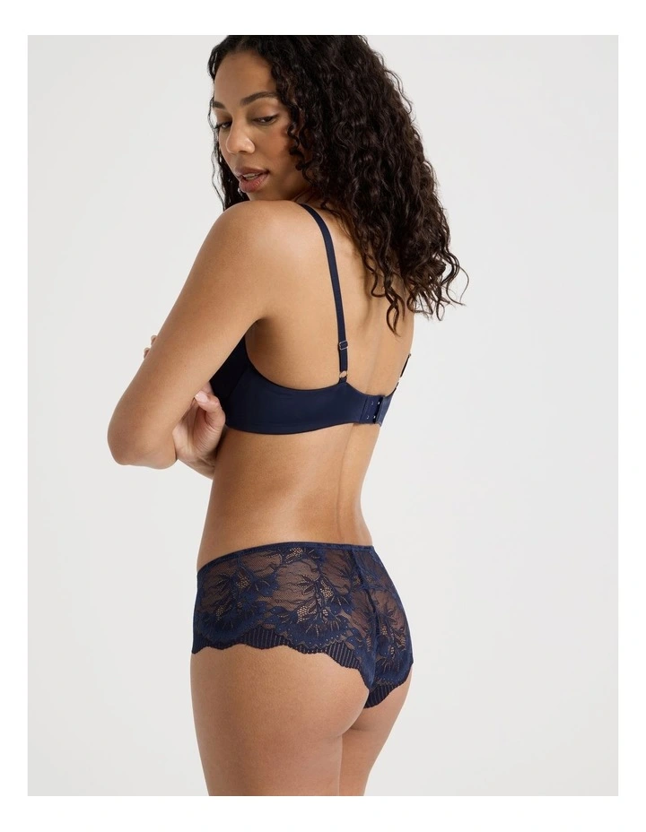 Captivate Luxe Micro & Lace Hipster in Navy image 5