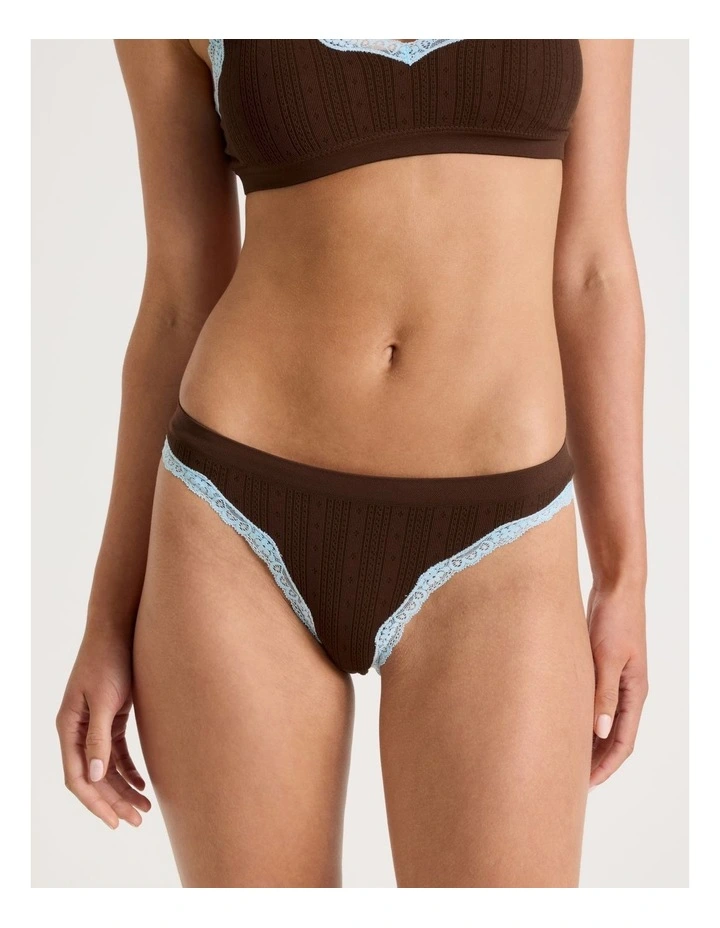 Lola Seamless Pointelle Bikini in Brown image 3