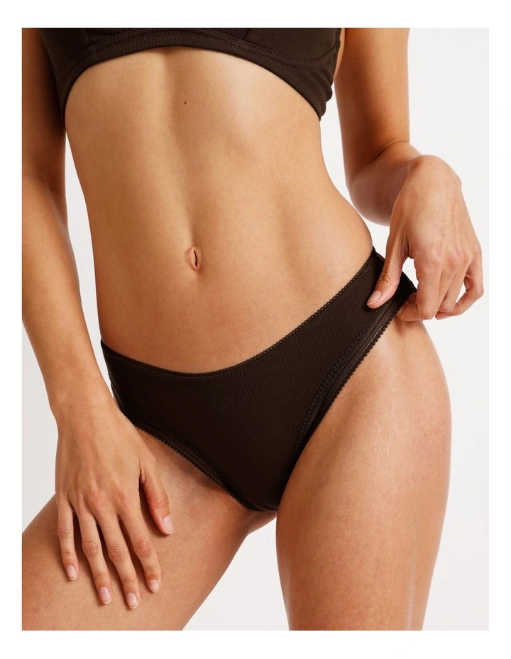 Lola Cotton Rib Hipster in Chocolate image 2