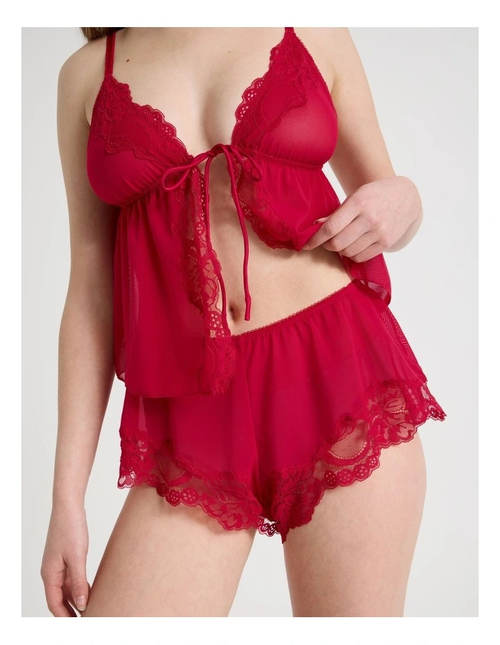 Delicate Lace Mesh & Lace Short in Red image 2