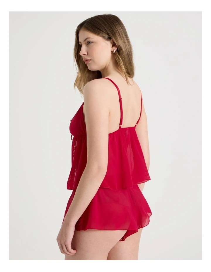 Delicate Lace Mesh & Lace Short in Red image 5