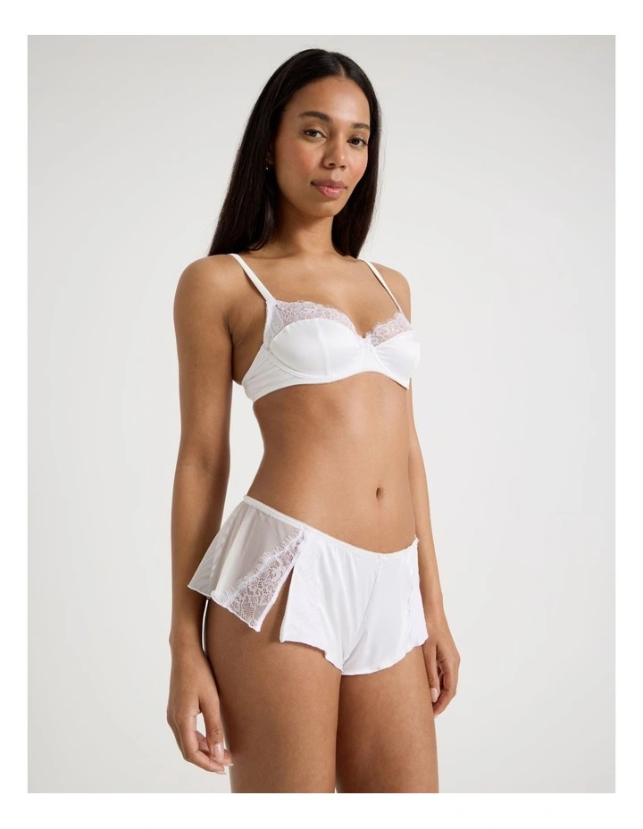 The Vow Satin & Lace Short in White image 4