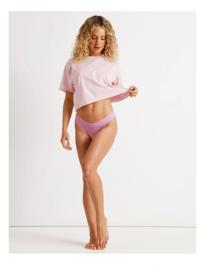 Lola Cotton Rib Brazilian in Pink image 2