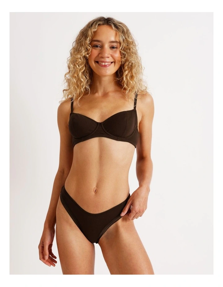Lola Cotton Rib Brazilian in Chocolate image 4