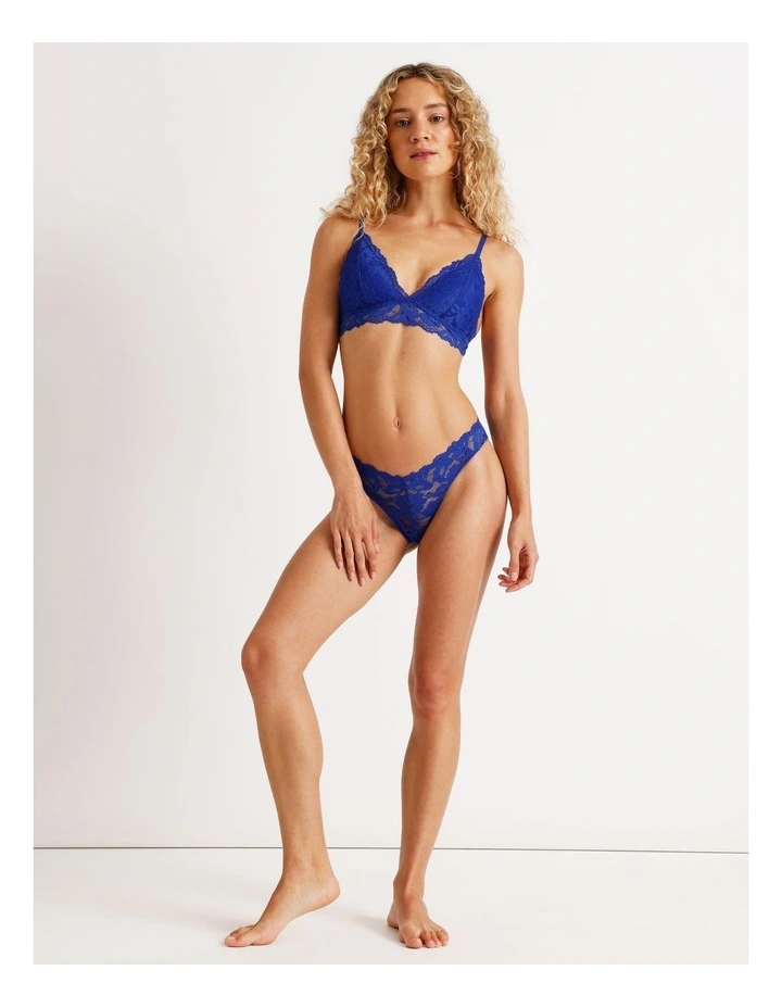 Lola Broderie Lace V Cut Brazilian in Blue image 3