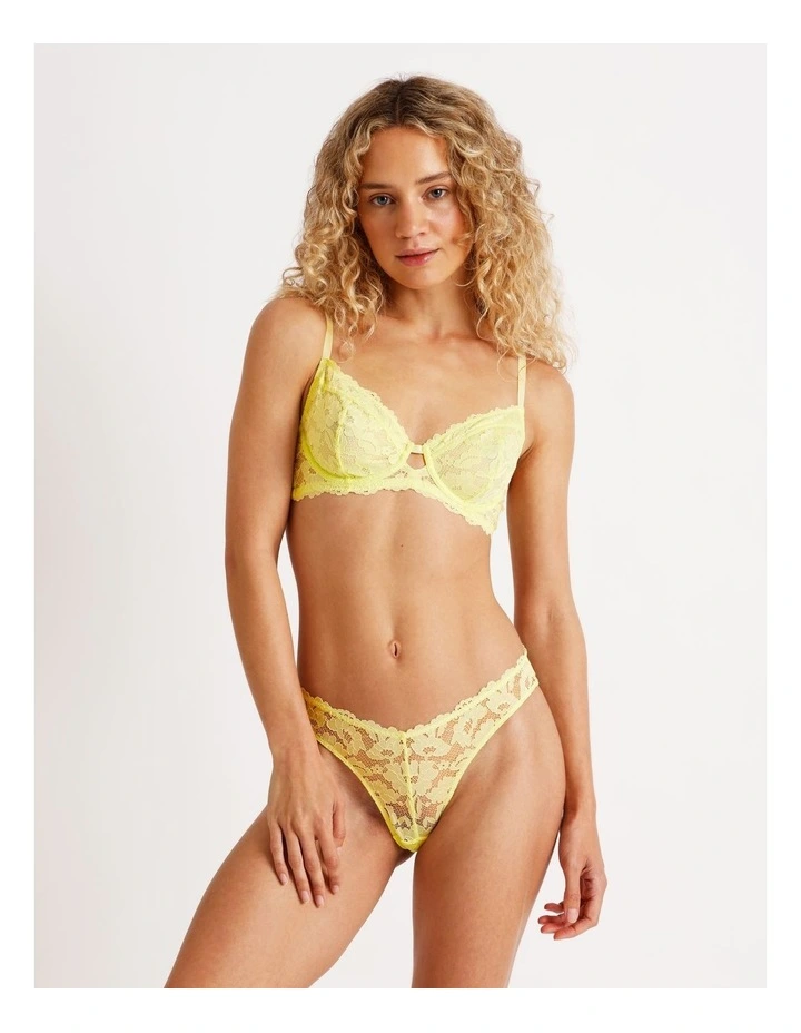 Lola Broderie Lace V Cut Brazilian in Yellow image 4